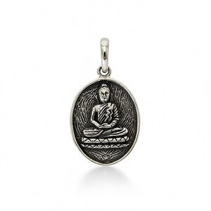 925 Solid Sterling Silver Coin Shaped Buddha Pendant